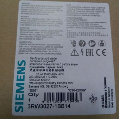 S00 17.6A 3RW Soft Starters 7.5kW / 400V 3RW3018-1BB14 Screw Terminals